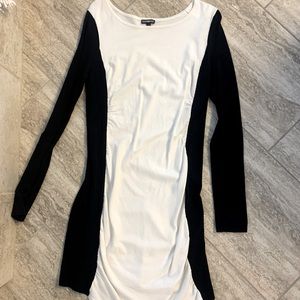 Express long sleeve sweater dress colorblock black and white. Medium